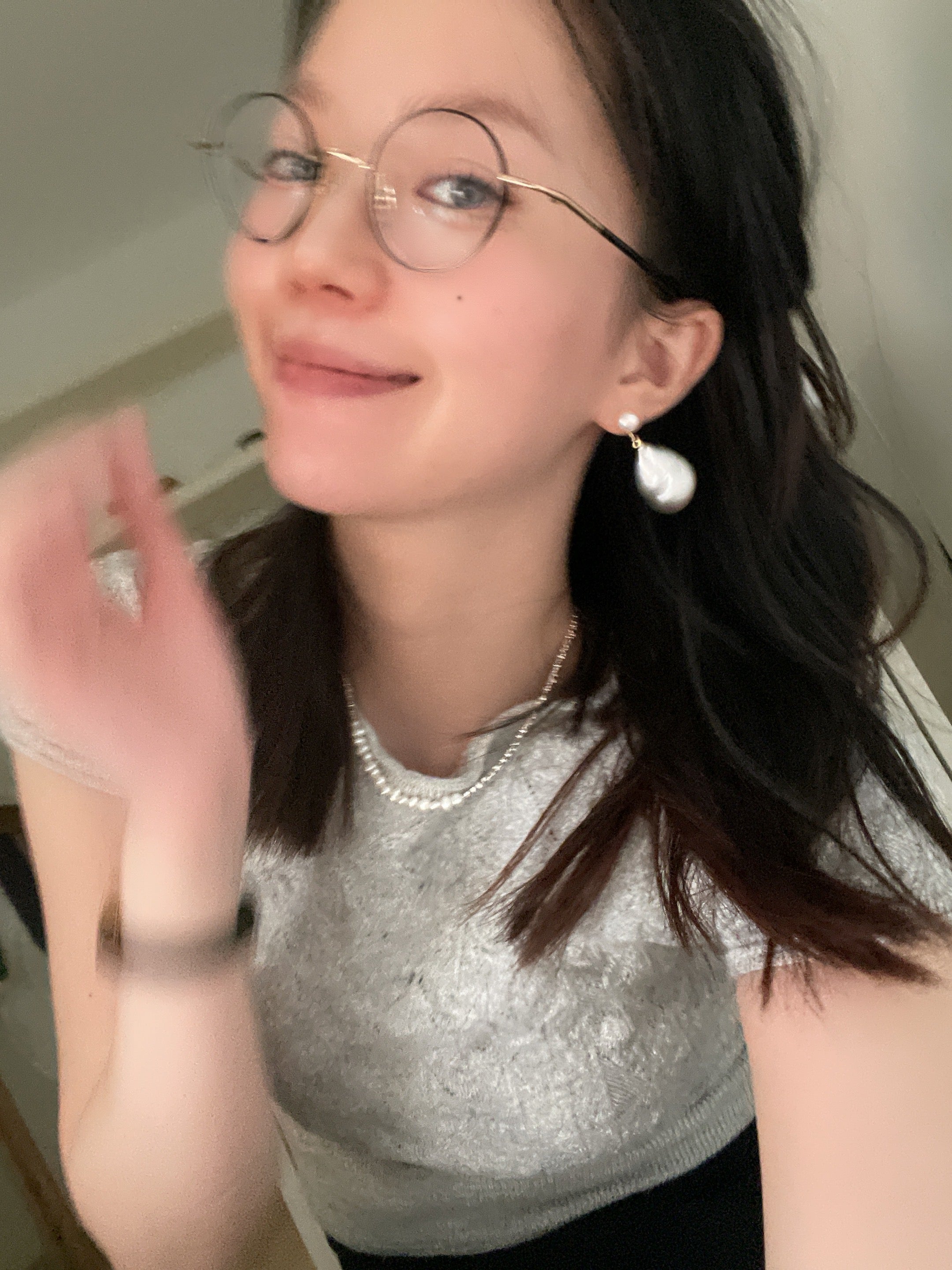 Asymmetric Baroque Freshwater Pearl Drop Earrings