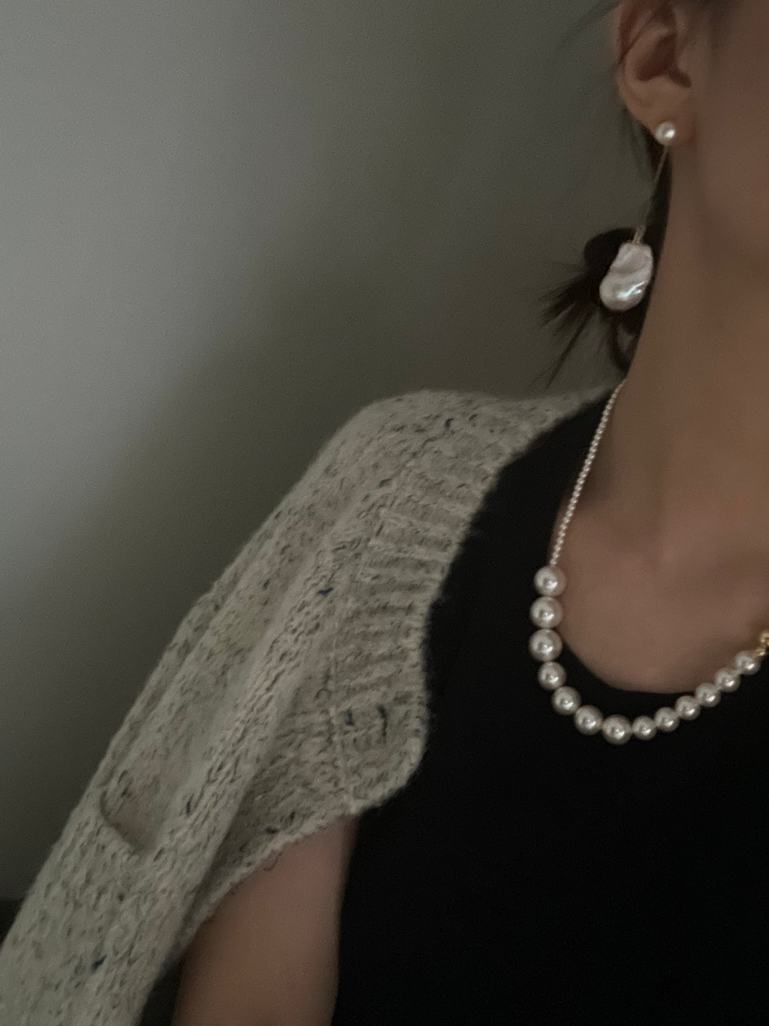 Asymmetric Baroque Freshwater Pearl Drop Earrings