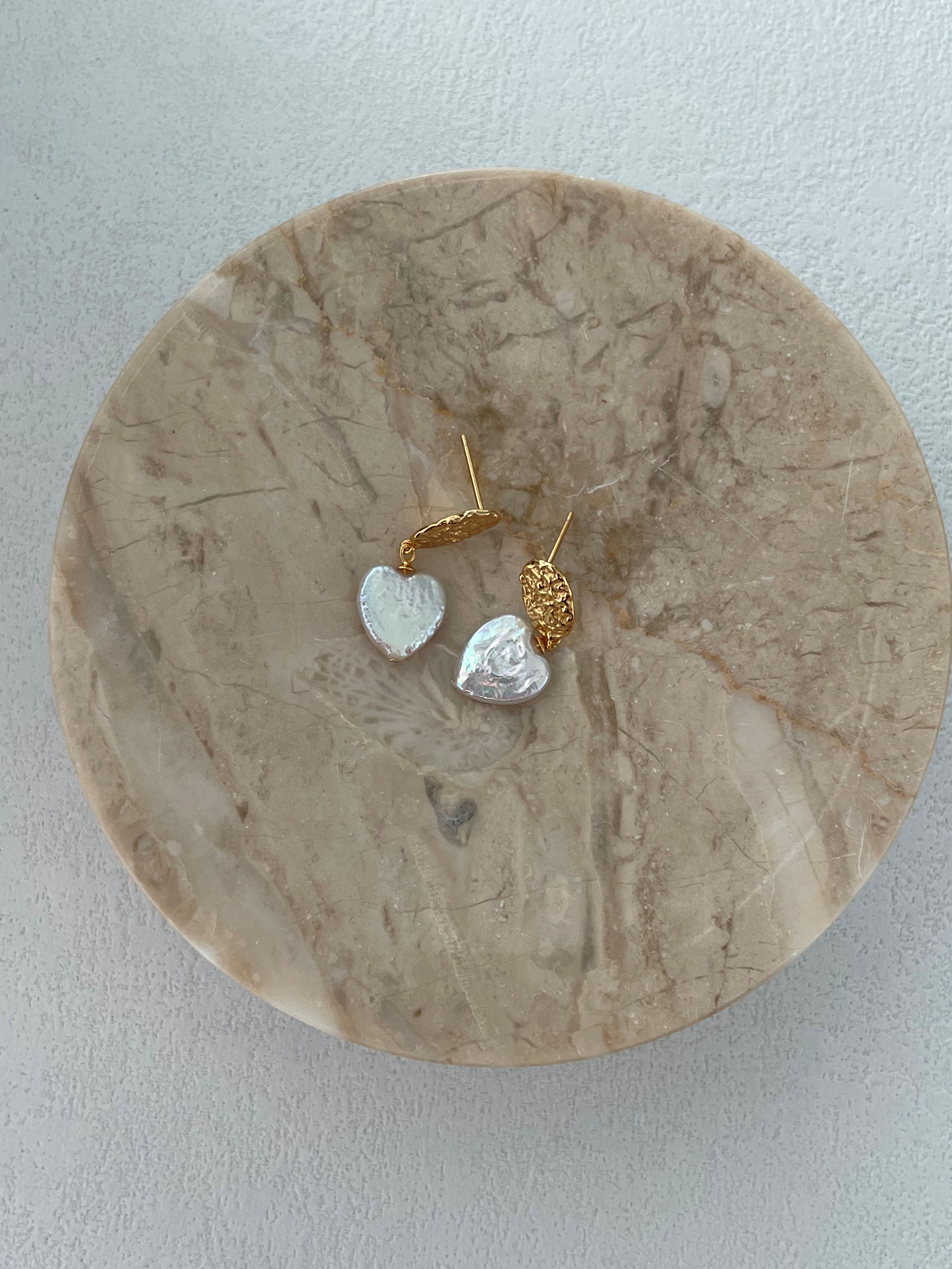 Heart-Shaped Pendant Baroque Pearl Earrings