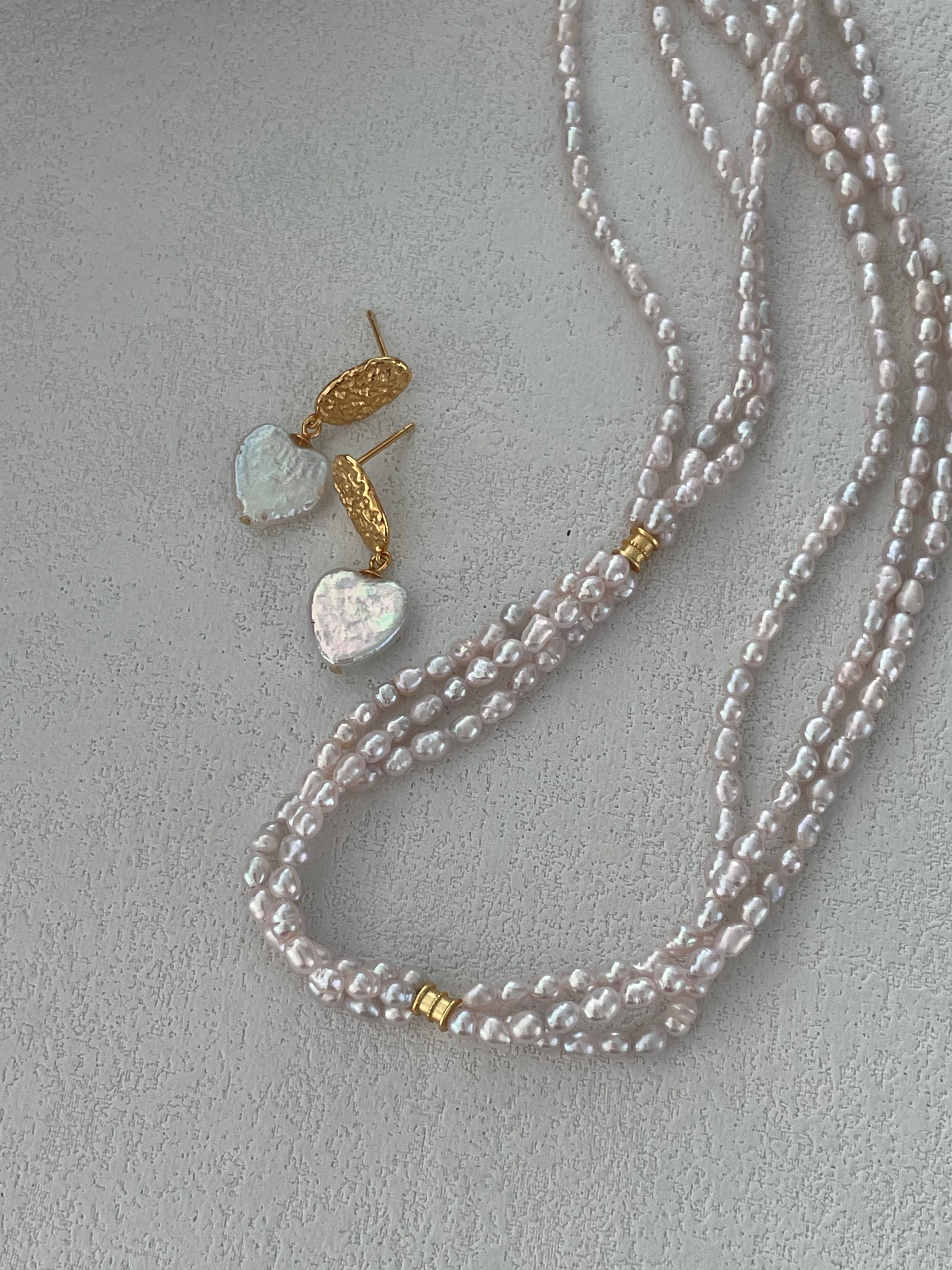 Heart-Shaped Pendant Baroque Pearl Earrings