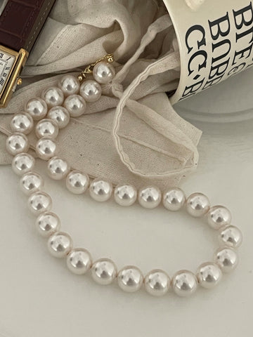 12mm 14K Gold Filled Minimalist Pearl Strand Necklace