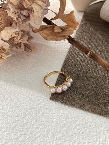 Elegant Freshwater Pearl Ring Gold Vermeil & Diamond Accent